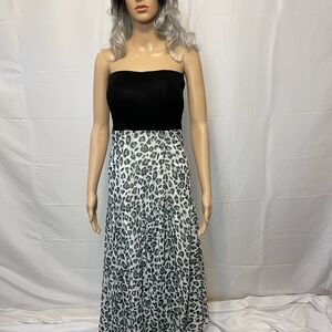 Lapis Strapless Leopard Dress Black and White Women’s Medium